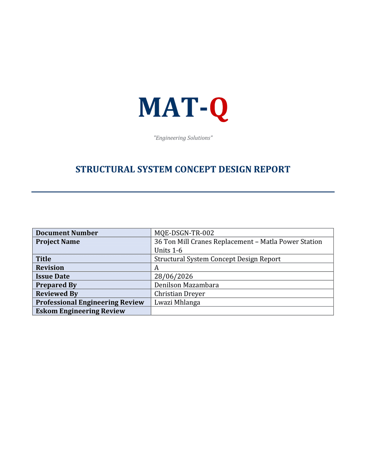 Concept Design Report — Cover